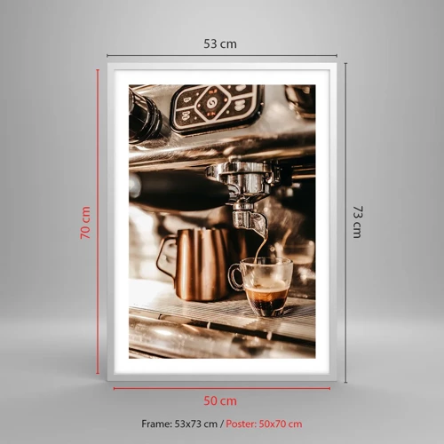 Affiche dans un cadre blanc - Poster - Lueur de café - 50x70 cm