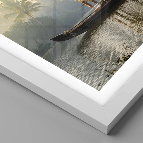 Affiche dans un cadre blanc - Poster - Maison sur la rivière - 70x50 cm