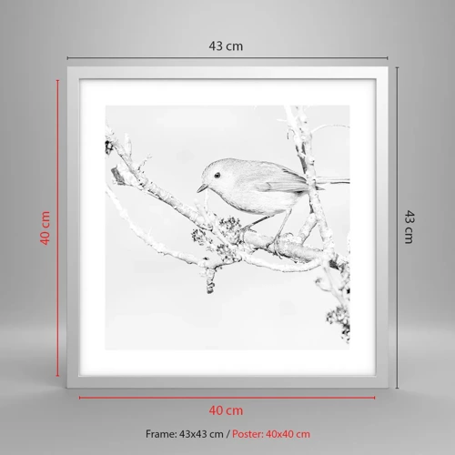 Affiche dans un cadre blanc - Poster - Matin d'hiver - 40x40 cm