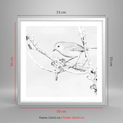 Affiche dans un cadre blanc - Poster - Matin d'hiver - 50x50 cm