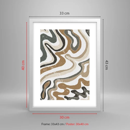 Affiche dans un cadre blanc - Poster - Méandres de couleurs de la terre - 30x40 cm