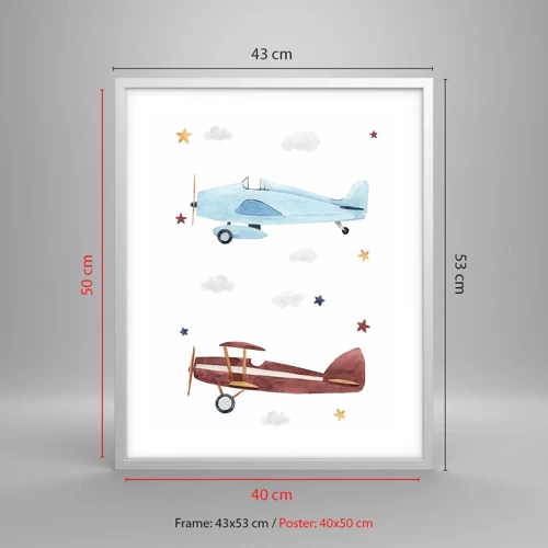 Affiche dans un cadre blanc - Poster - Monsieur le pilote, nous vous attendons ! - 40x50 cm