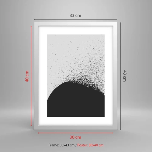 Affiche dans un cadre blanc - Poster - Mouvement des molécules - 30x40 cm
