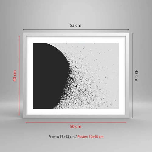 Affiche dans un cadre blanc - Poster - Mouvement des molécules - 50x40 cm