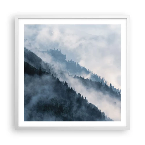 Affiche dans un cadre blanc - Poster - Mysticisme des montagnes - 60x60 cm