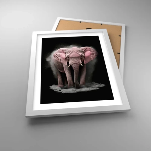 Affiche dans un cadre blanc - Poster - Ne pensez pas à un éléphant rose ! - 30x40 cm