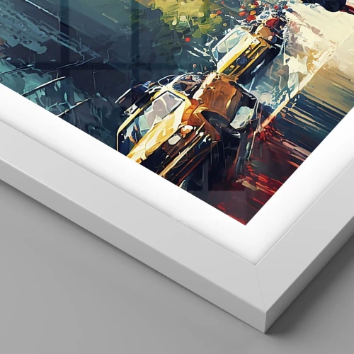 Affiche dans un cadre blanc - Poster - New York – ici même la pluie est colorée - 61x91 cm