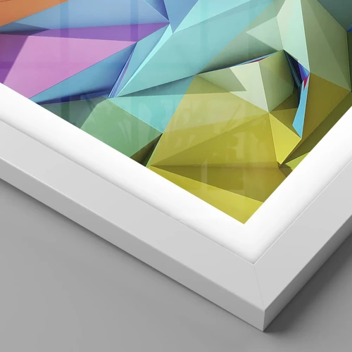 Affiche dans un cadre blanc - Poster - Origami arc-en-ciel - 40x40 cm