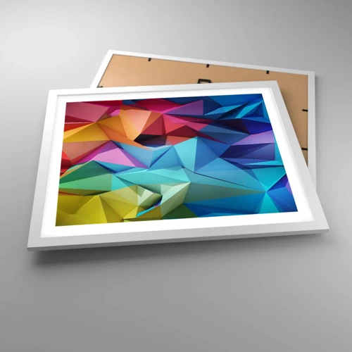 Affiche dans un cadre blanc - Poster - Origami arc-en-ciel - 50x40 cm