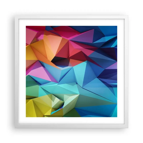 Affiche dans un cadre blanc - Poster - Origami arc-en-ciel - 50x50 cm