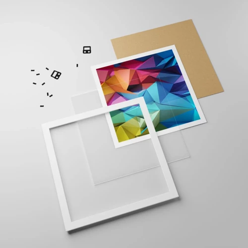 Affiche dans un cadre blanc - Poster - Origami arc-en-ciel - 50x50 cm
