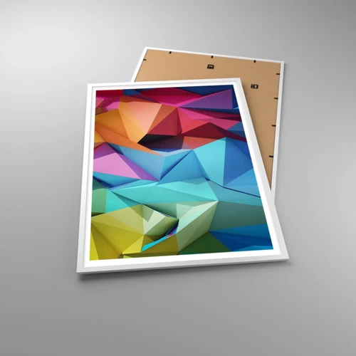 Affiche dans un cadre blanc - Poster - Origami arc-en-ciel - 70x100 cm