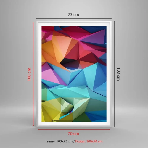 Affiche dans un cadre blanc - Poster - Origami arc-en-ciel - 70x100 cm