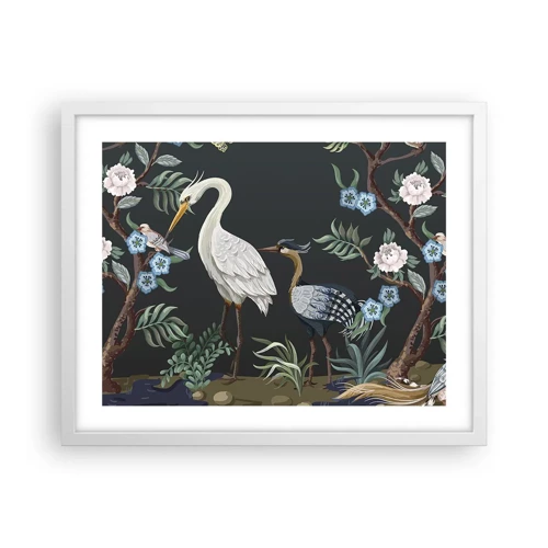Affiche dans un cadre blanc - Poster - Parade d'oiseaux - 50x40 cm