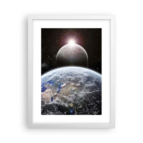 Affiche dans un cadre blanc - Poster - Paysage cosmique - lever de soleil - 30x40 cm