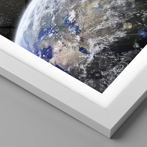 Affiche dans un cadre blanc - Poster - Paysage cosmique - lever de soleil - 50x50 cm
