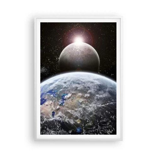 Affiche dans un cadre blanc - Poster - Paysage cosmique - lever de soleil - 70x100 cm
