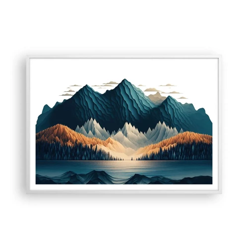 Affiche dans un cadre blanc - Poster - Paysage de montagne parfait - 100x70 cm