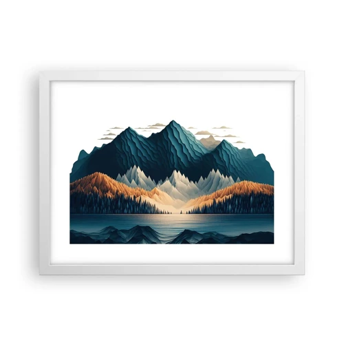 Affiche dans un cadre blanc - Poster - Paysage de montagne parfait - 40x30 cm