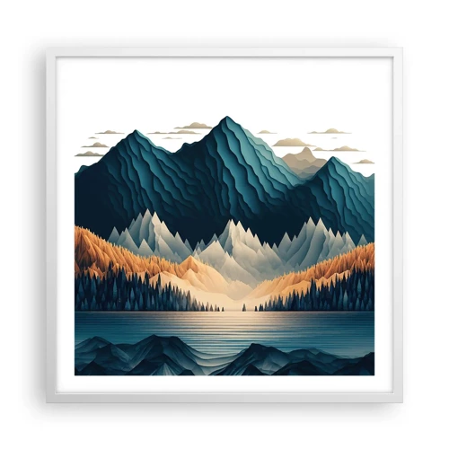 Affiche dans un cadre blanc - Poster - Paysage de montagne parfait - 60x60 cm