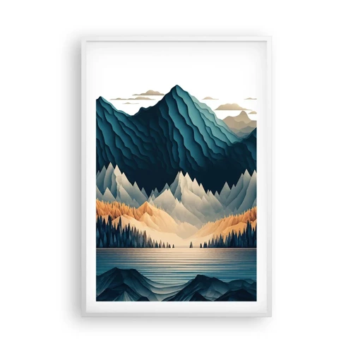 Affiche dans un cadre blanc - Poster - Paysage de montagne parfait - 61x91 cm