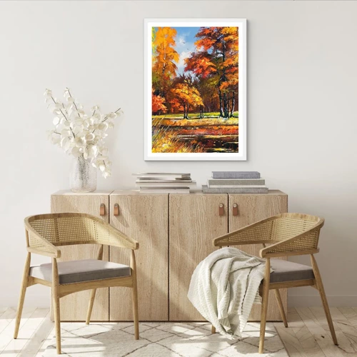 Affiche dans un cadre blanc - Poster - Paysage en or et bronze - 30x40 cm