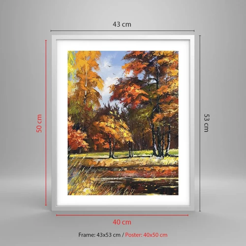 Affiche dans un cadre blanc - Poster - Paysage en or et bronze - 40x50 cm