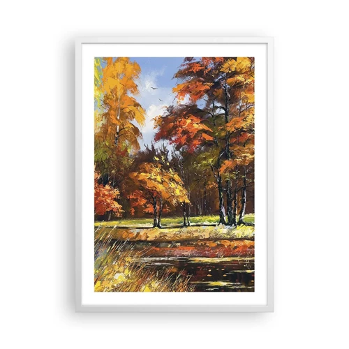 Affiche dans un cadre blanc - Poster - Paysage en or et bronze - 50x70 cm