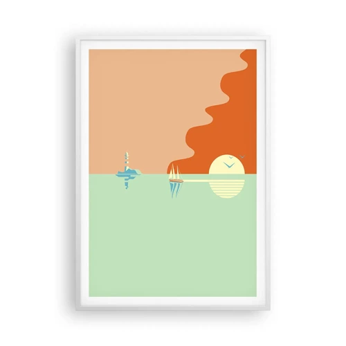 Affiche dans un cadre blanc - Poster - Paysage idéal de la mer - 70x100 cm