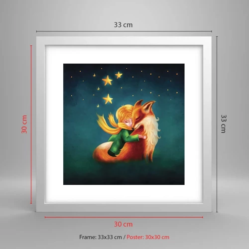 Affiche dans un cadre blanc - Poster - Petit Prince - 30x30 cm