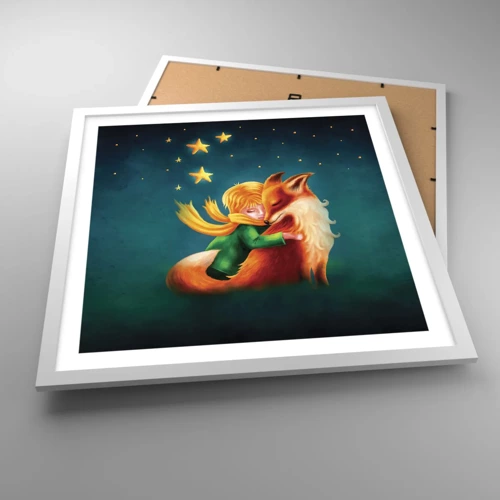 Affiche dans un cadre blanc - Poster - Petit Prince - 50x50 cm