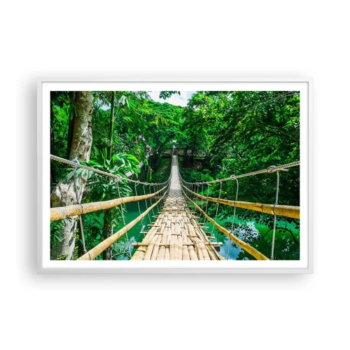 Affiche dans un cadre blanc - Poster - Pont de singe en pleine nature - 100x70 cm