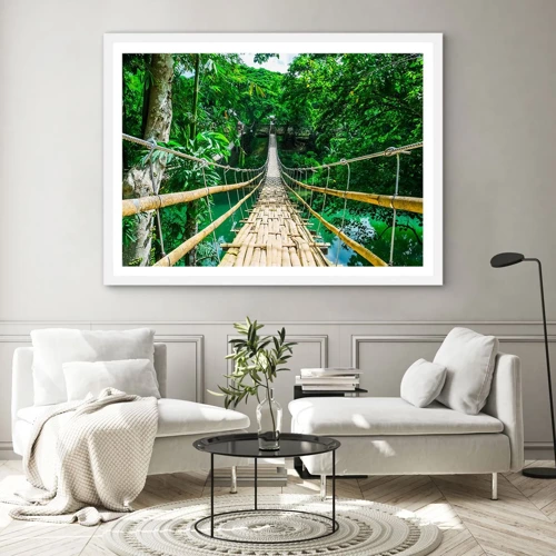 Affiche dans un cadre blanc - Poster - Pont de singe en pleine nature - 100x70 cm