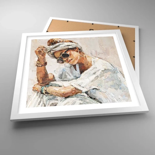 Affiche dans un cadre blanc - Poster - Portrait en plein soleil - 40x40 cm