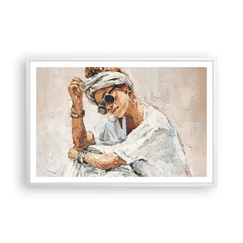 Affiche dans un cadre blanc - Poster - Portrait en plein soleil - 91x61 cm