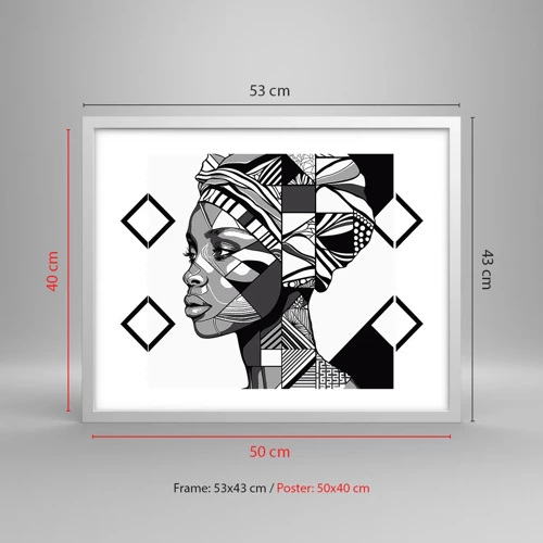 Affiche dans un cadre blanc - Poster - Portrait ethnique - 50x40 cm