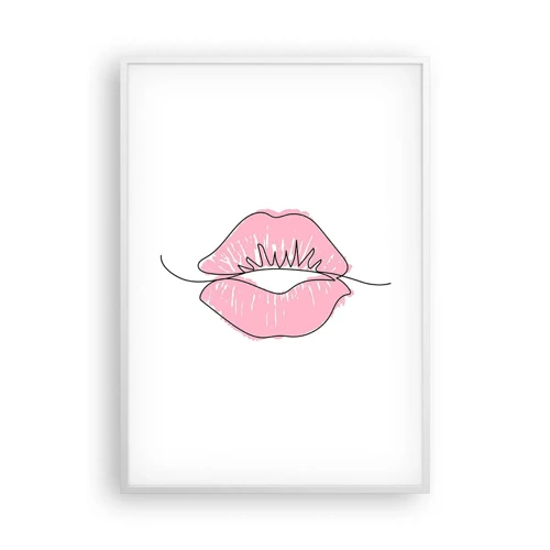 Affiche dans un cadre blanc - Poster - Prêt à l'embrassade? - 70x100 cm