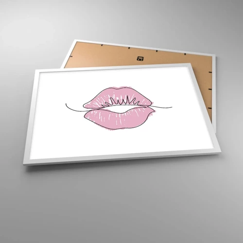 Affiche dans un cadre blanc - Poster - Prêt à l'embrassade? - 70x50 cm