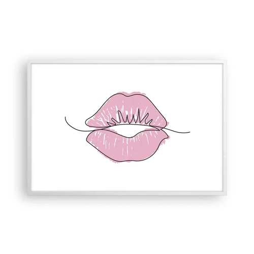 Affiche dans un cadre blanc - Poster - Prêt à l'embrassade? - 91x61 cm