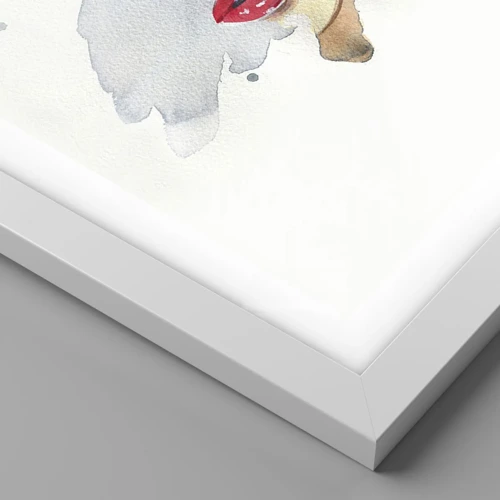 Affiche dans un cadre blanc - Poster - Reflet dans une goutte d'eau - 60x60 cm