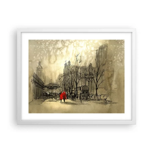 Affiche dans un cadre blanc - Poster - Rendez-vous dans le brouillard de Londres - 50x40 cm