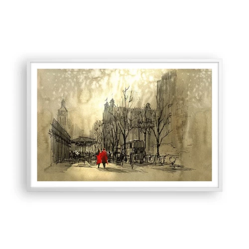 Affiche dans un cadre blanc - Poster - Rendez-vous dans le brouillard de Londres - 91x61 cm