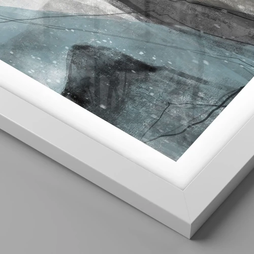 Affiche dans un cadre blanc - Poster - Résumé : roches et glace - 40x50 cm