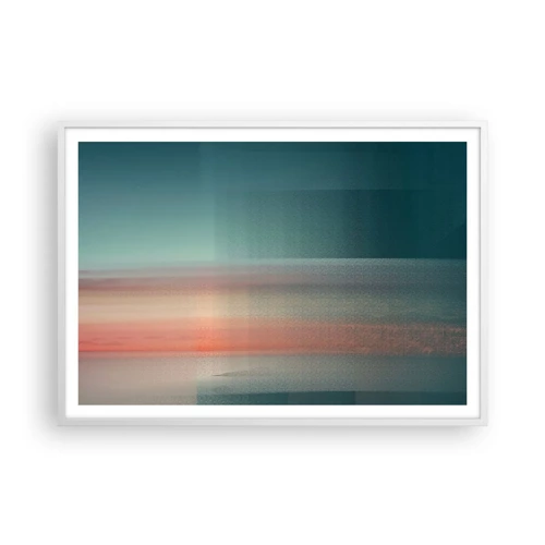 Affiche dans un cadre blanc - Poster - Résumé : vagues de lumière - 100x70 cm