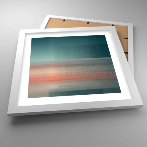 Affiche dans un cadre blanc - Poster - Résumé : vagues de lumière - 30x30 cm