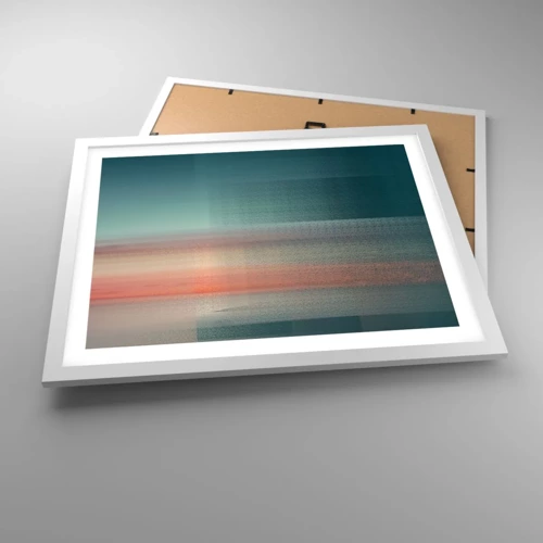 Affiche dans un cadre blanc - Poster - Résumé : vagues de lumière - 50x40 cm