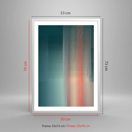 Affiche dans un cadre blanc - Poster - Résumé : vagues de lumière - 50x70 cm