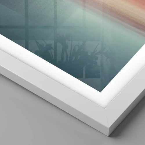 Affiche dans un cadre blanc - Poster - Résumé : vagues de lumière - 70x100 cm