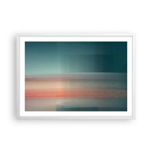 Affiche dans un cadre blanc - Poster - Résumé : vagues de lumière - 70x50 cm