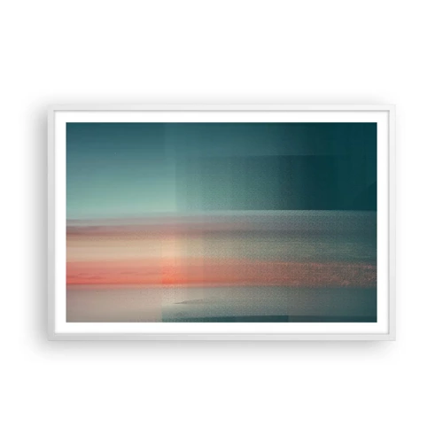 Affiche dans un cadre blanc - Poster - Résumé : vagues de lumière - 91x61 cm